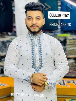প্রিমিয়াম আদি ধুতি কটন এমব্রয়ডারি পাঞ্জাবি (CODE: 152 )