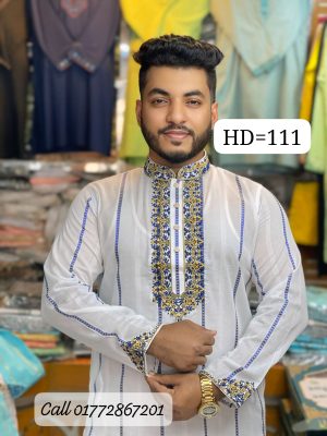 প্রিমিয়াম ধুতি কটন সিকোয়েন্স এমব্রয়ডারি পাঞ্জাবি [ CODE:111 ]
